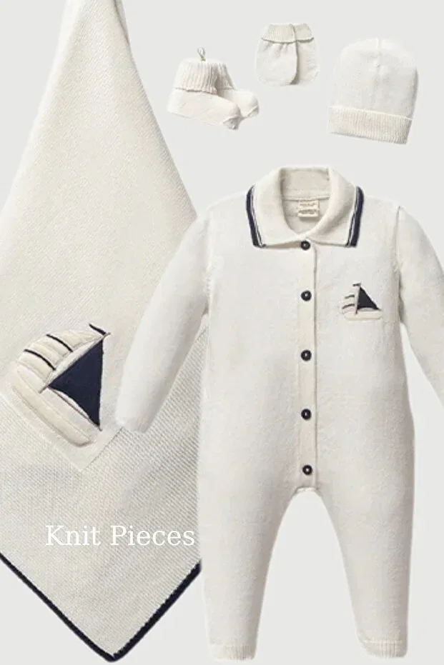 Детский комплект для новорожденных из трикотажа Newborn Knit Set Naka Concept, Ecru — фото 3