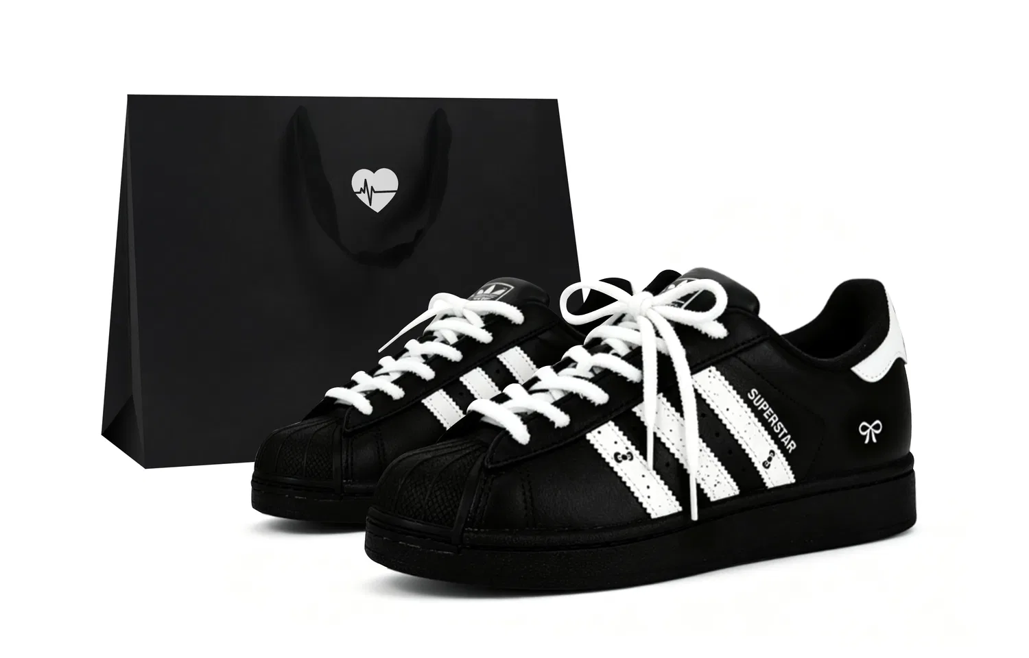 Детские кроссовки для скейтбординга с кожаным верхом Adidas Originals Superstar 2, Black