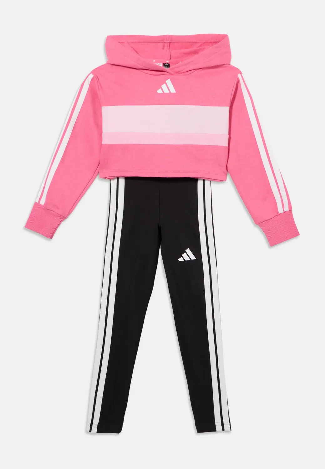 Детский спортивный костюм Tiberio с тремя полосками Adidas Performance, Pink Fusion/White/Clear Pink