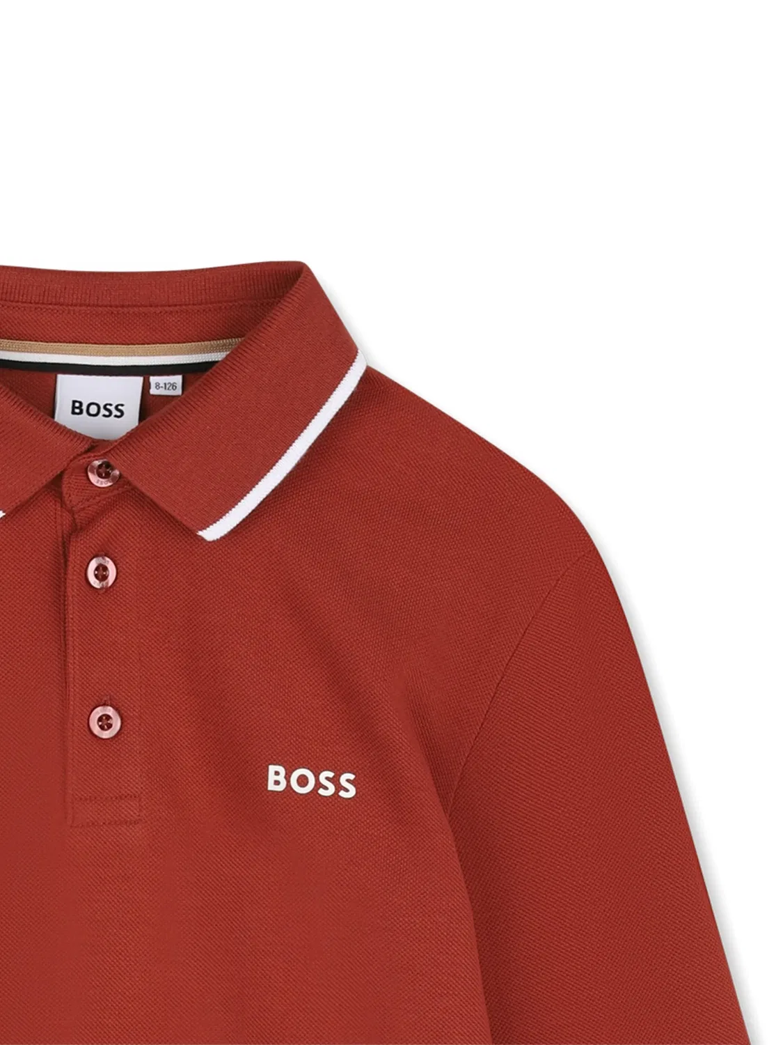 Рубашка поло с длинными рукавами и логотипом Boss Kidswear, красный — фото 3