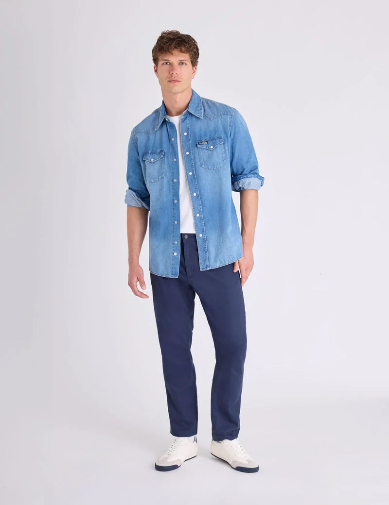 Мужская рубашка U.S. Polo Assn. Long Sleeve Western Denim, средне-синий — фото 3