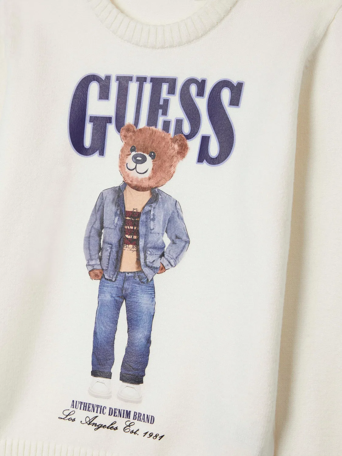 Пуловер цвета экрю стандартного кроя для мальчика Guess, кремовый — фото 3