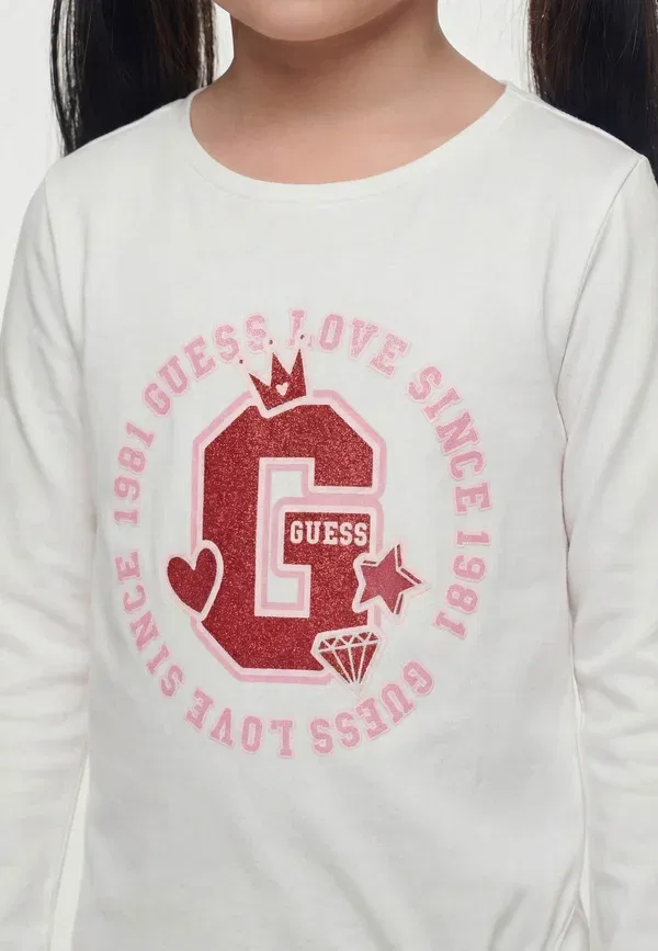 Футболка с блестящим логотипом - топ с длинными рукавами Guess, белый — фото 3