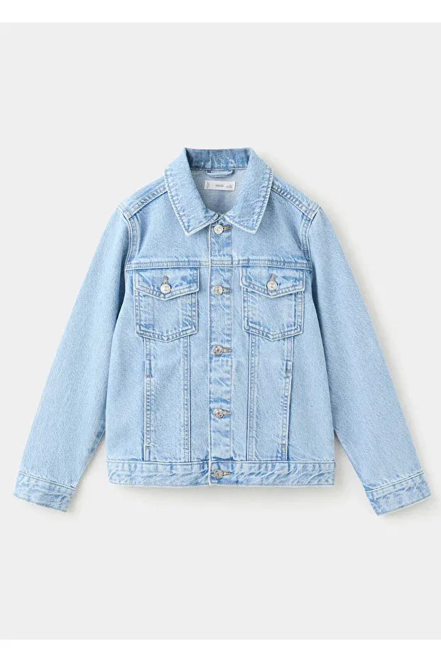 Детская куртка из денима для девочек Mango Kids, Light Blue