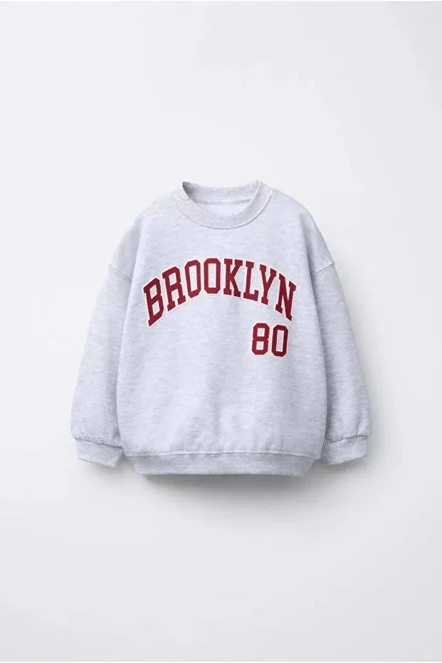 Детский комплект спортивного костюма для девочек с принтом Brooklyn NY Moda, Gray
