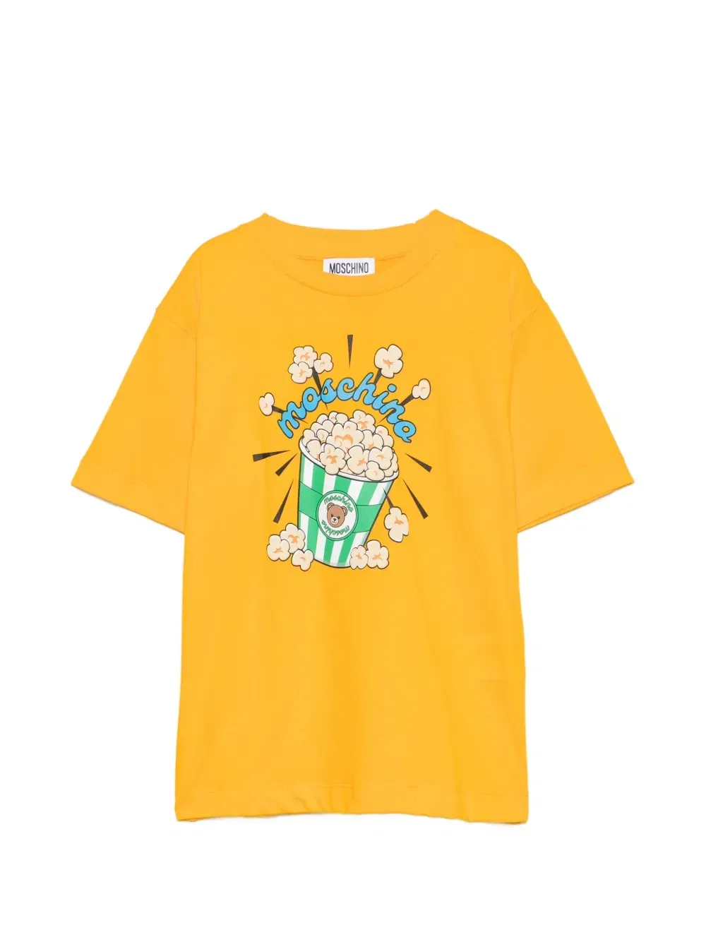 Футболка с принтом "Попкорн с плюшевым мишкой" Moschino Kids, желтый