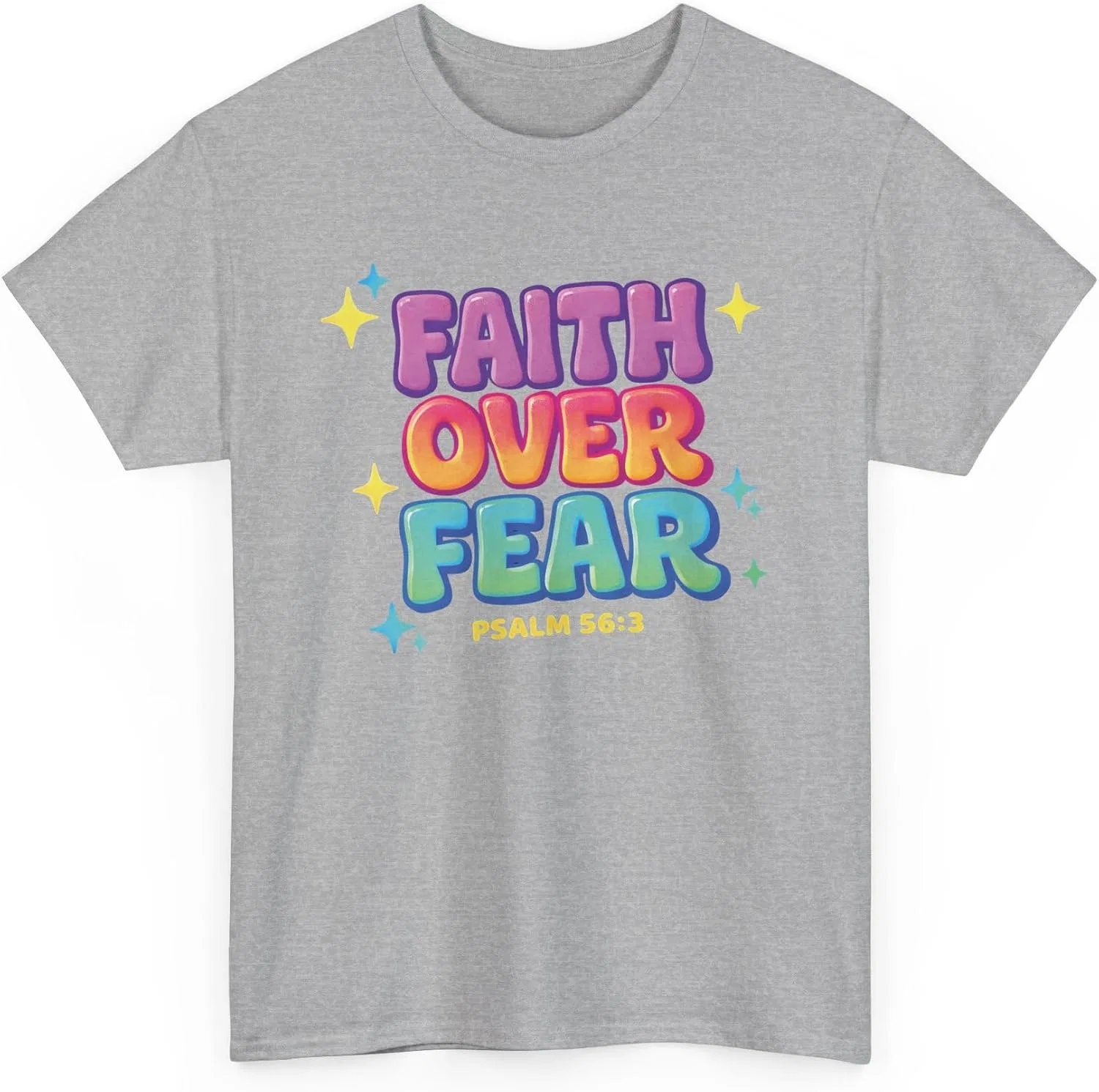 Мужская футболка с принтом Faith Over Fear, серый меланж