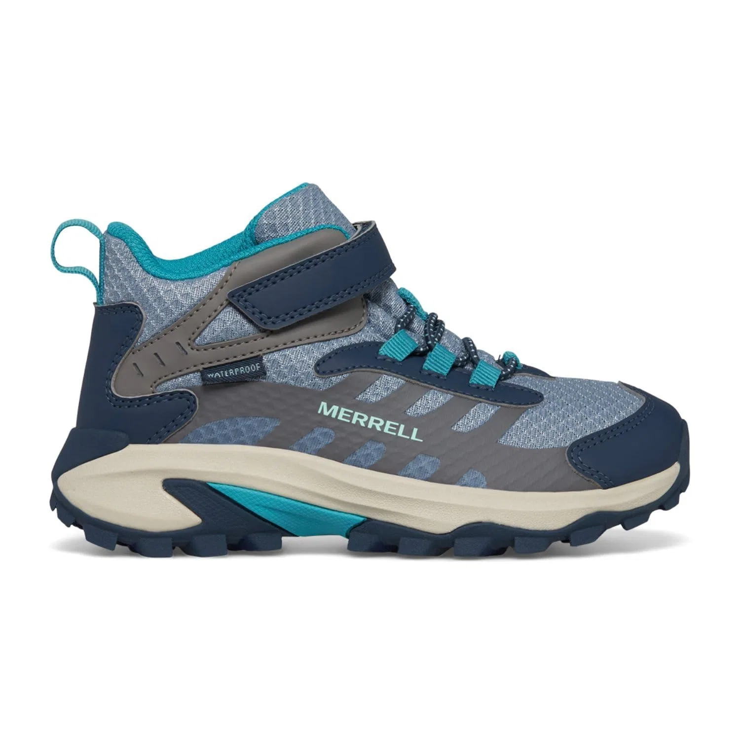 Детские ботинки для походов водонепроницаемые Moab Speed 2 Mid Alternative Closure Waterproof Merrell, Turkish Blue Stone — фото 4