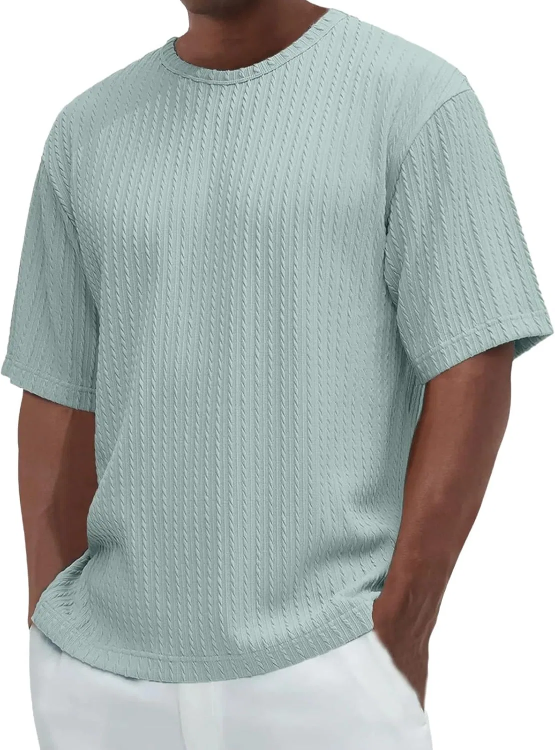 Мужская футболка свободного кроя с текстурой, Mint Green