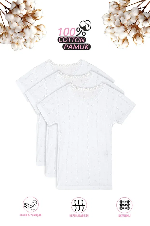 Детское для девочек хлопковое майка-борцовка Özkan Underwear, White