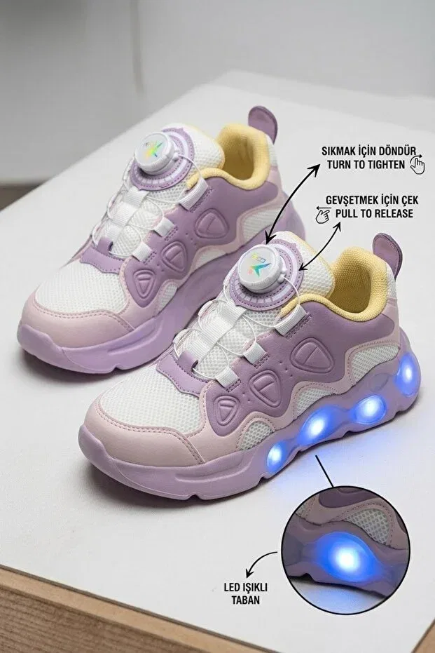 Детские спортивные кроссовки для девочек с принтом Papuçsepeti, Lilac — фото 4