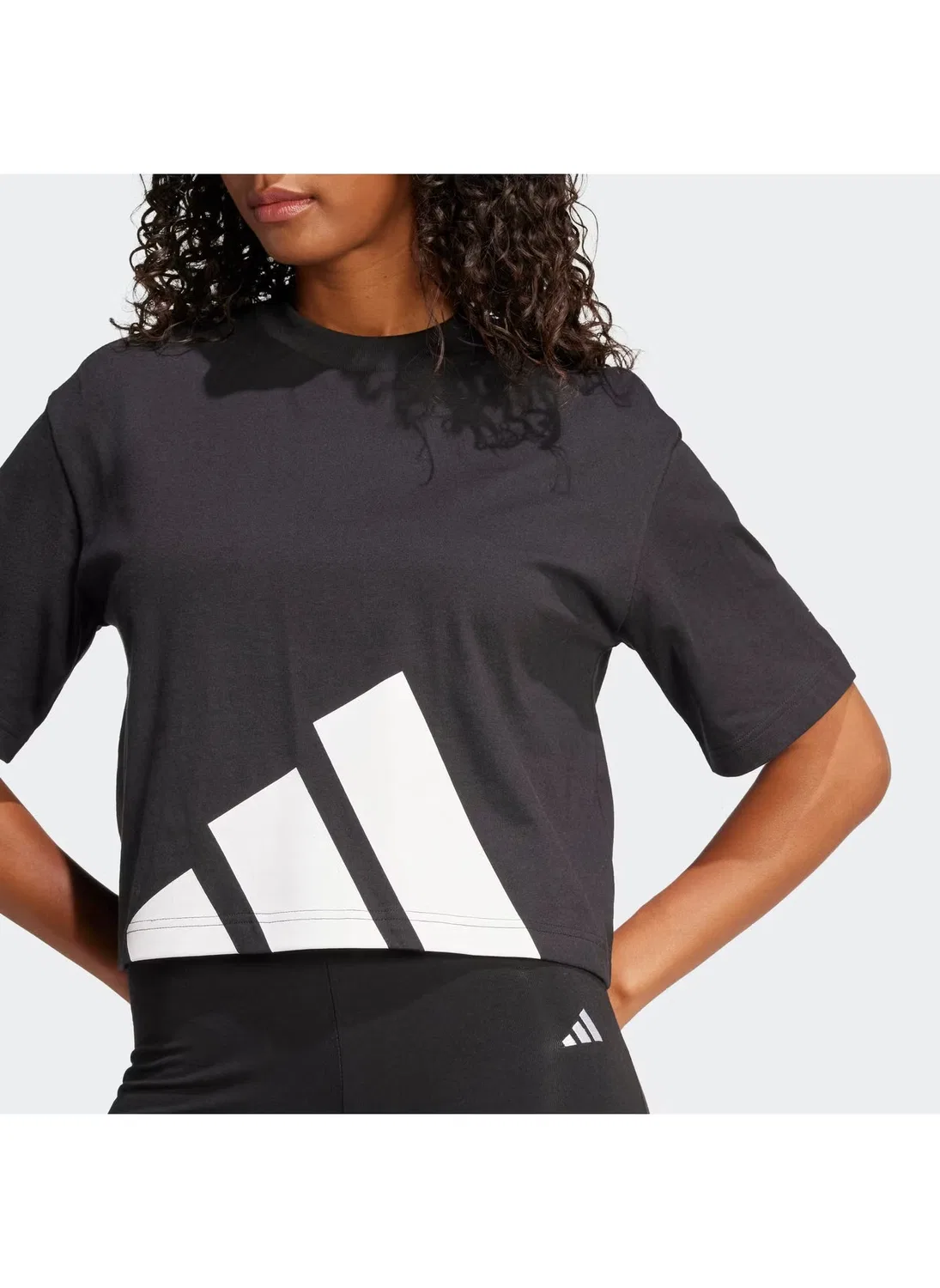 Футболка оверсайз с большим логотипом Adidas, черный — фото 4