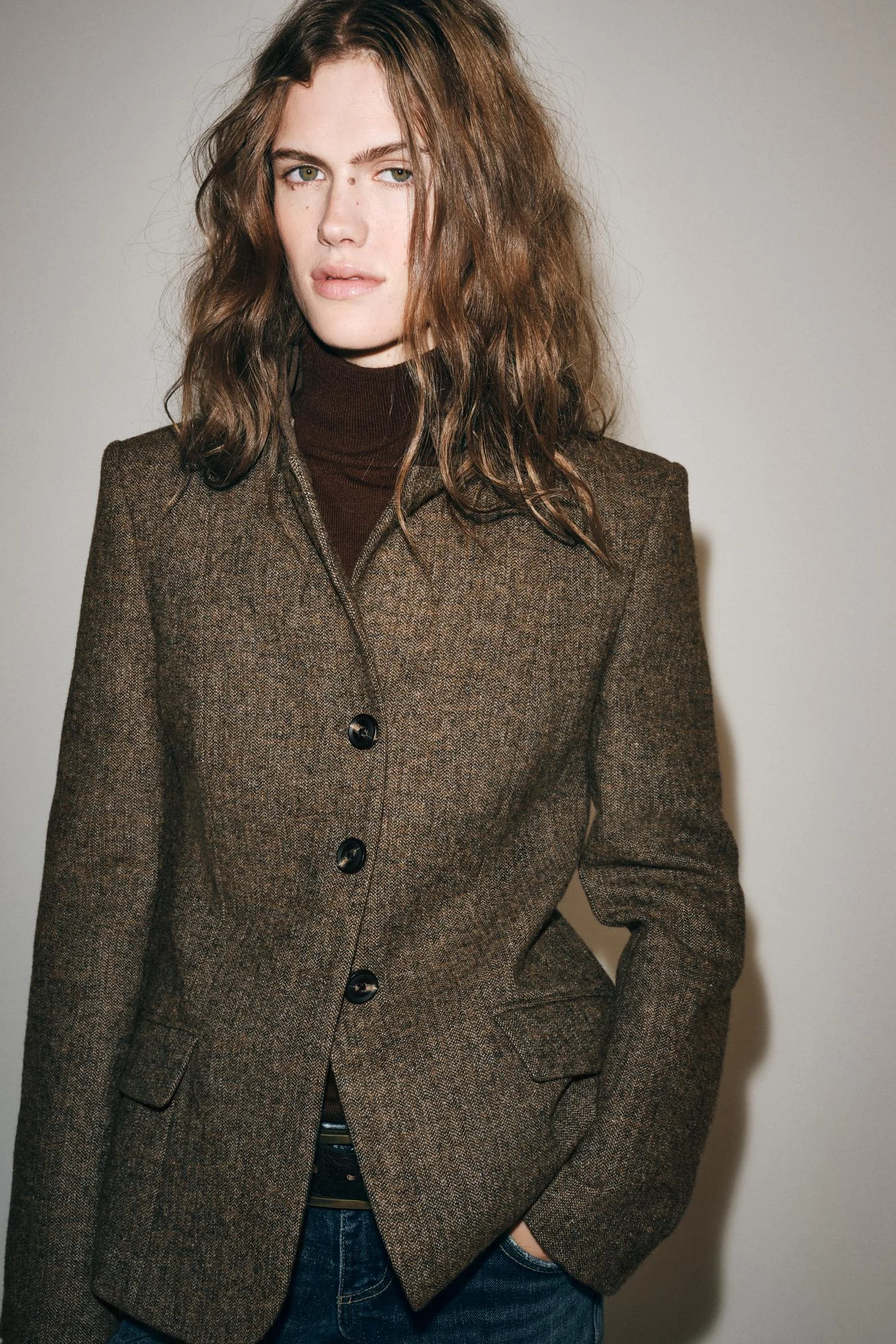 Блейзер Zara Entallada Con Lana ZW Collection, разноцветный