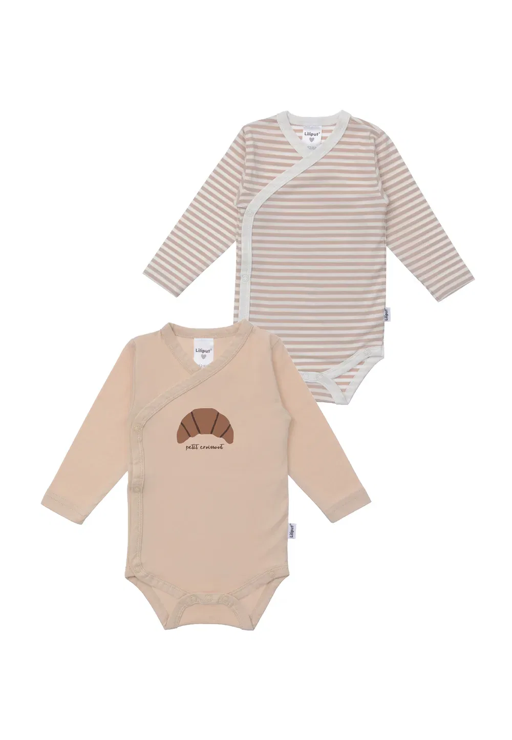 Детский боди-круассан, унисекс, 2 шт. - боди Liliput, Beige