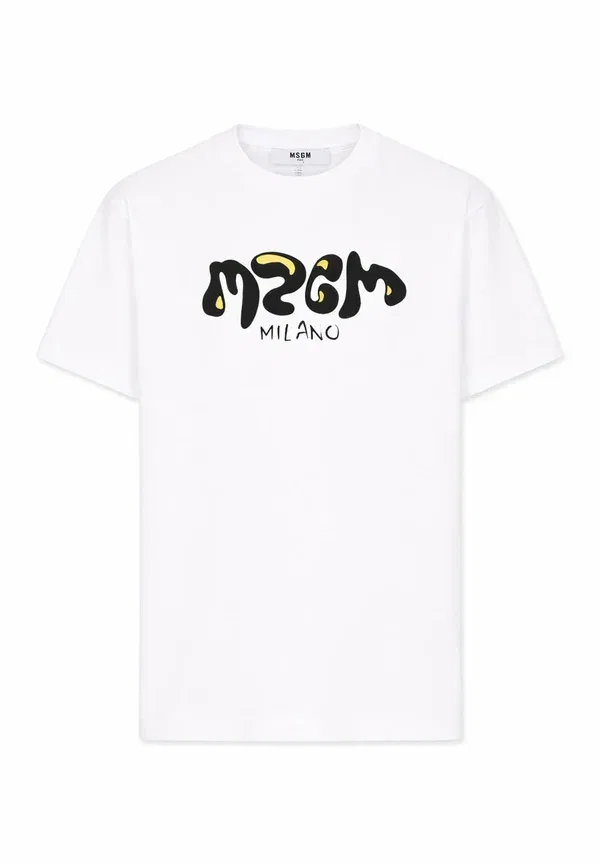 Футболка с принтом, хлопок, Print t-shirt Msgm, white, белый