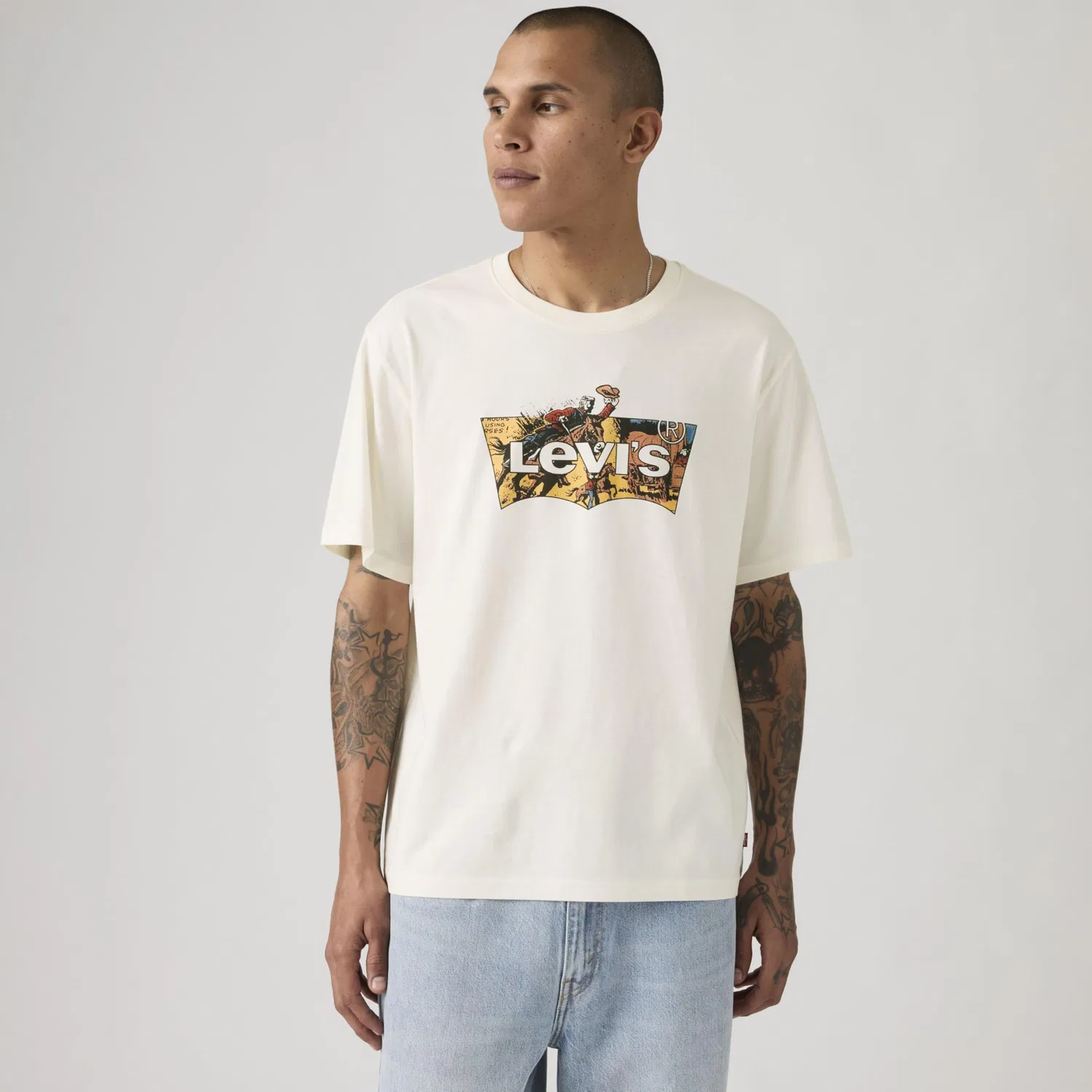 Мужская футболка свободного кроя Levi's, Cowboy Bw Fill Egret — фото 3