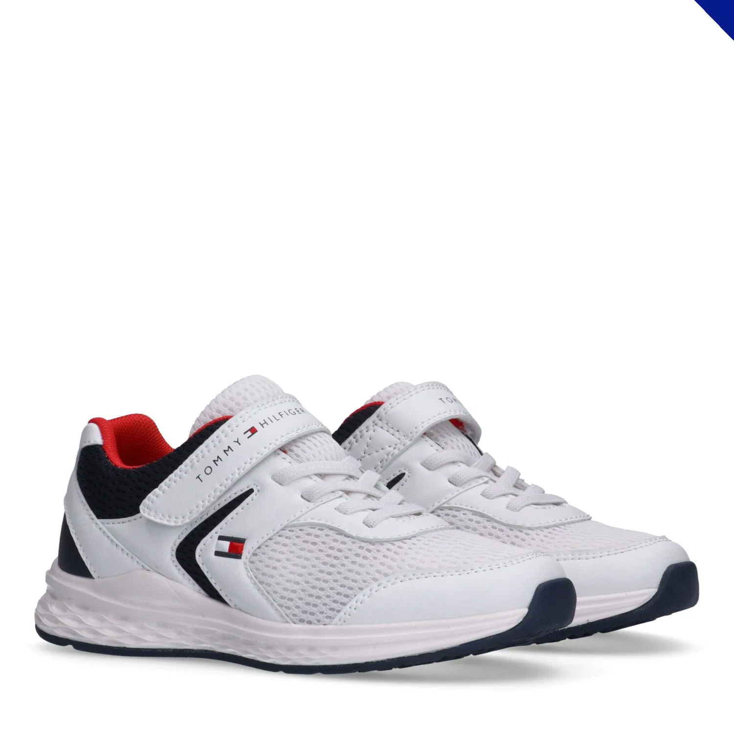 Детские кроссовки на шнуровке и липучке Tommy Hilfiger, White-Blue