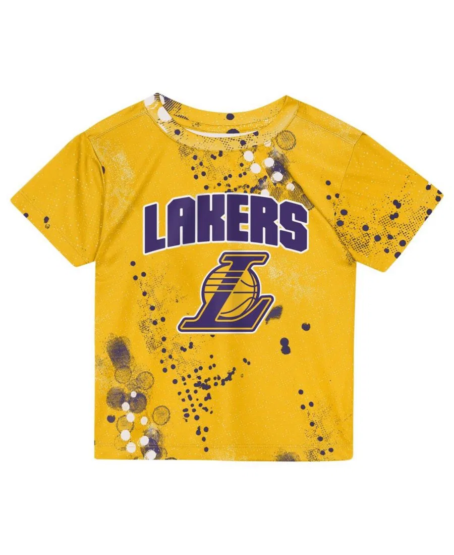 Комплект футболки и шорт с принтом Los Angeles Lakers Outerstuff, Gold — фото 2