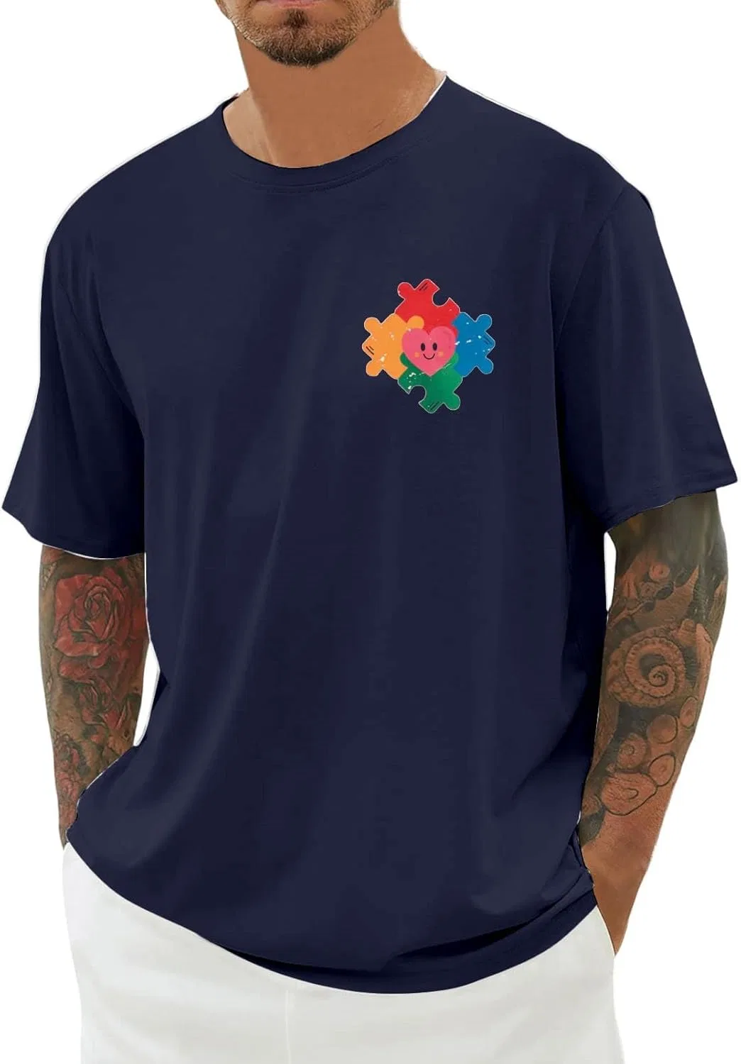 Мужская футболка с пазлом Autism Awareness, Navy