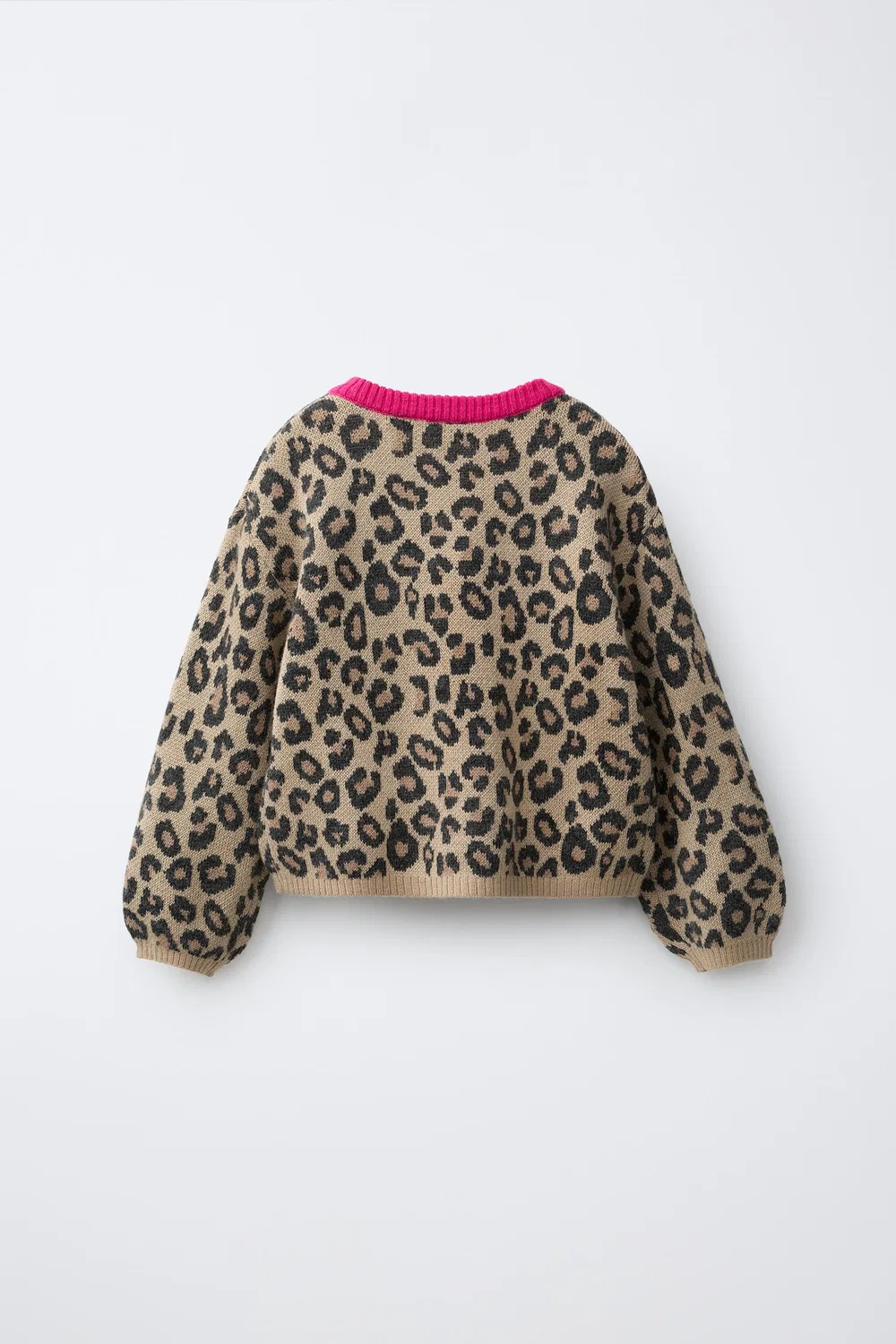 Вязаный кардиган с контрастным животным принтом ZARA, Leopard — фото 2