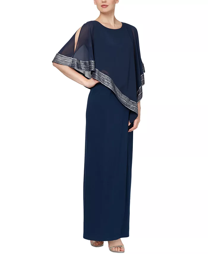 

Платье-накидка с металлической отделкой SL Fashions, синий