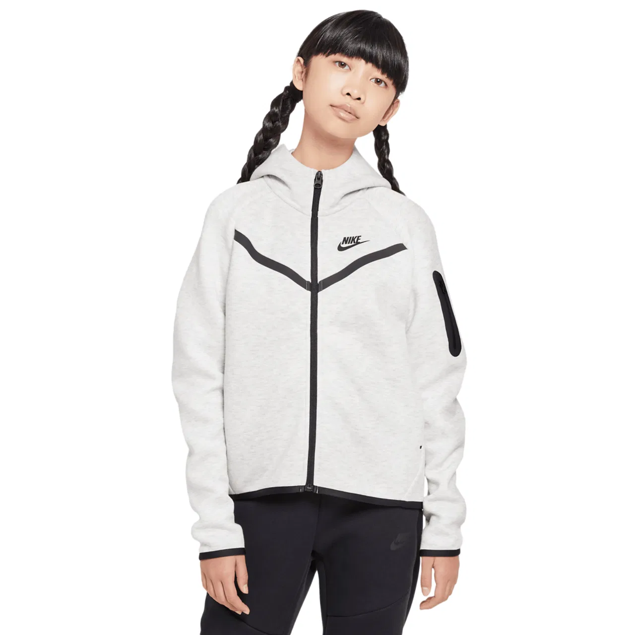 Толстовка для мальчиков Tech Fleece Full-Zip Hoodie Nike, цвет Light Grey/Black/Black