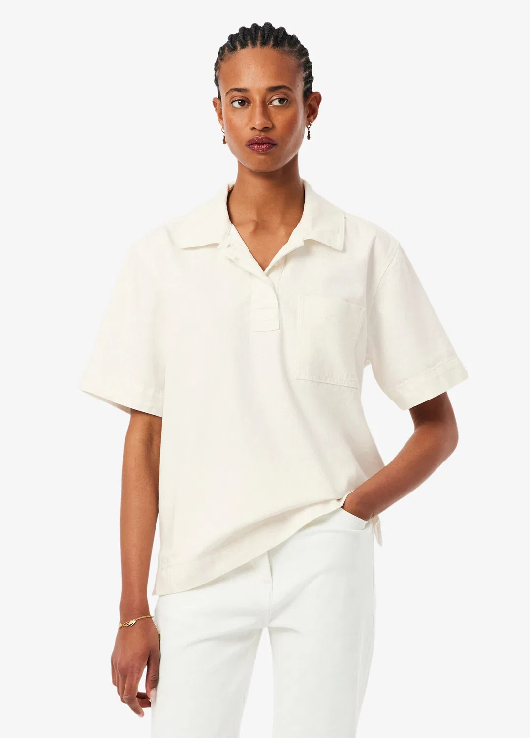 Поло Lacoste Oversize Fit Denim, белое — фото 2