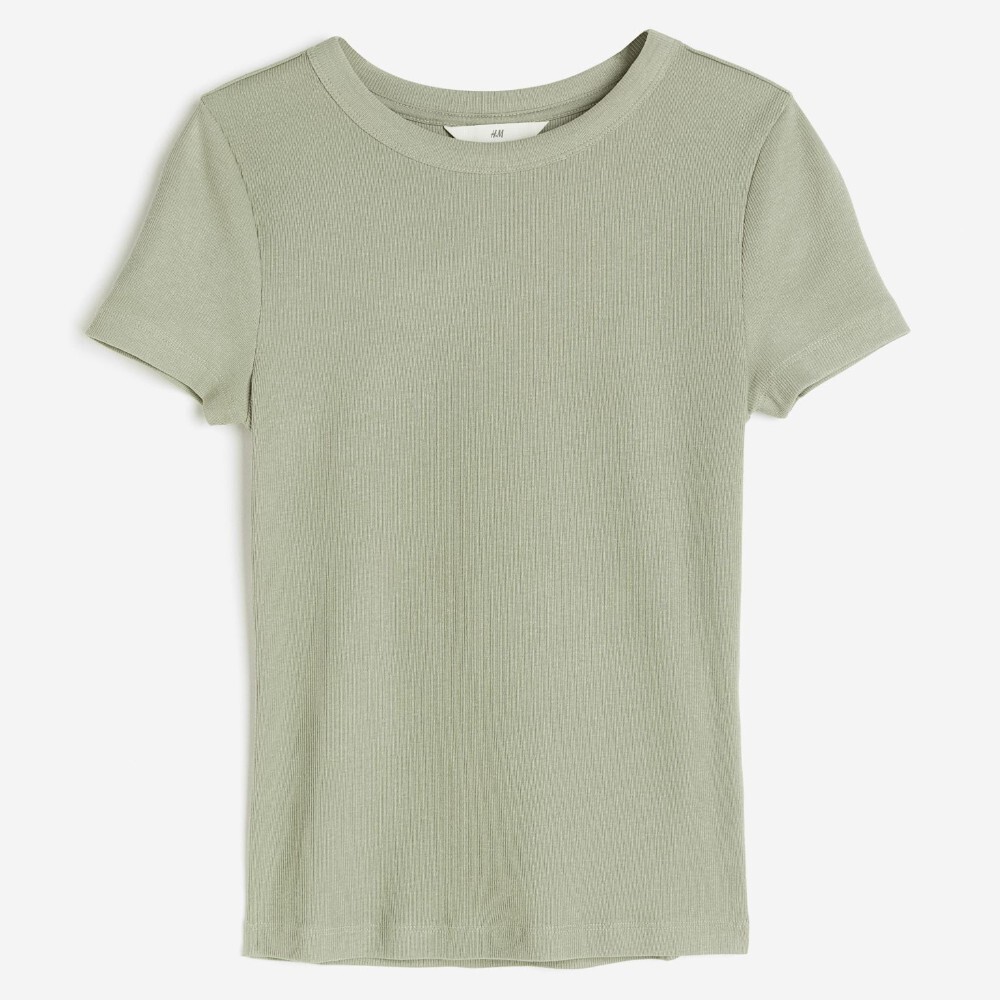 

Футболка H&M Ribbed Modal-blend, зеленый