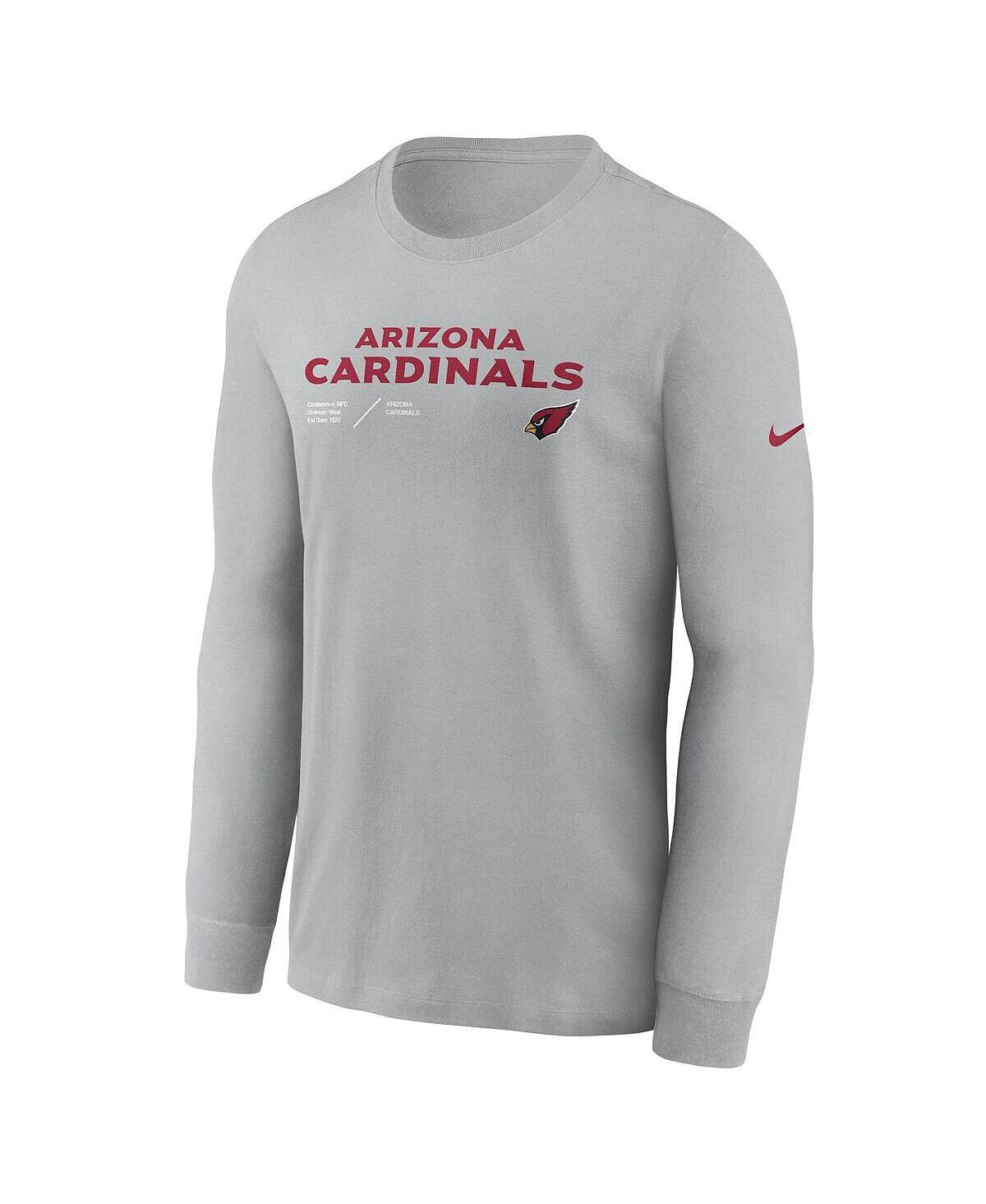 Мужская серая футболка с длинным рукавом arizona cardinals sideline infograph lock up performance Nike, серый — фото 4