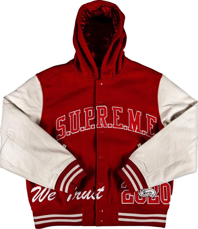 

Куртка Supreme King Hooded Varsity Jacket 'Red', красный