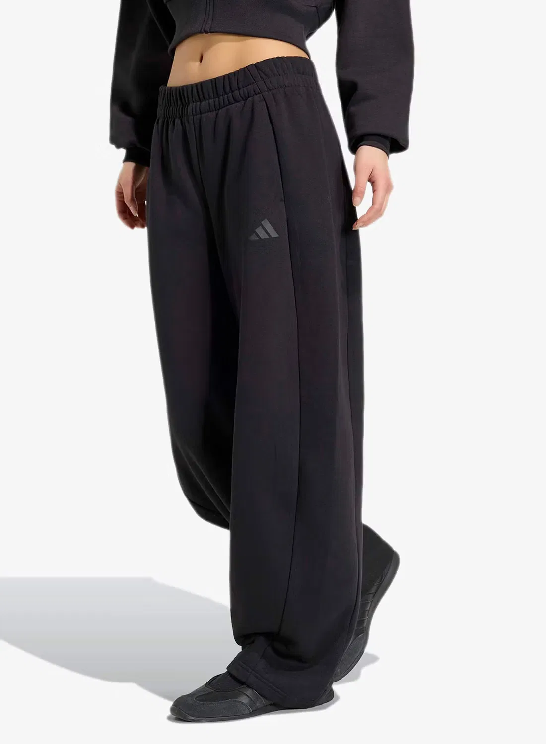 Брюки из флиса с завязкой-кулиской, свободные, Adidas, черный