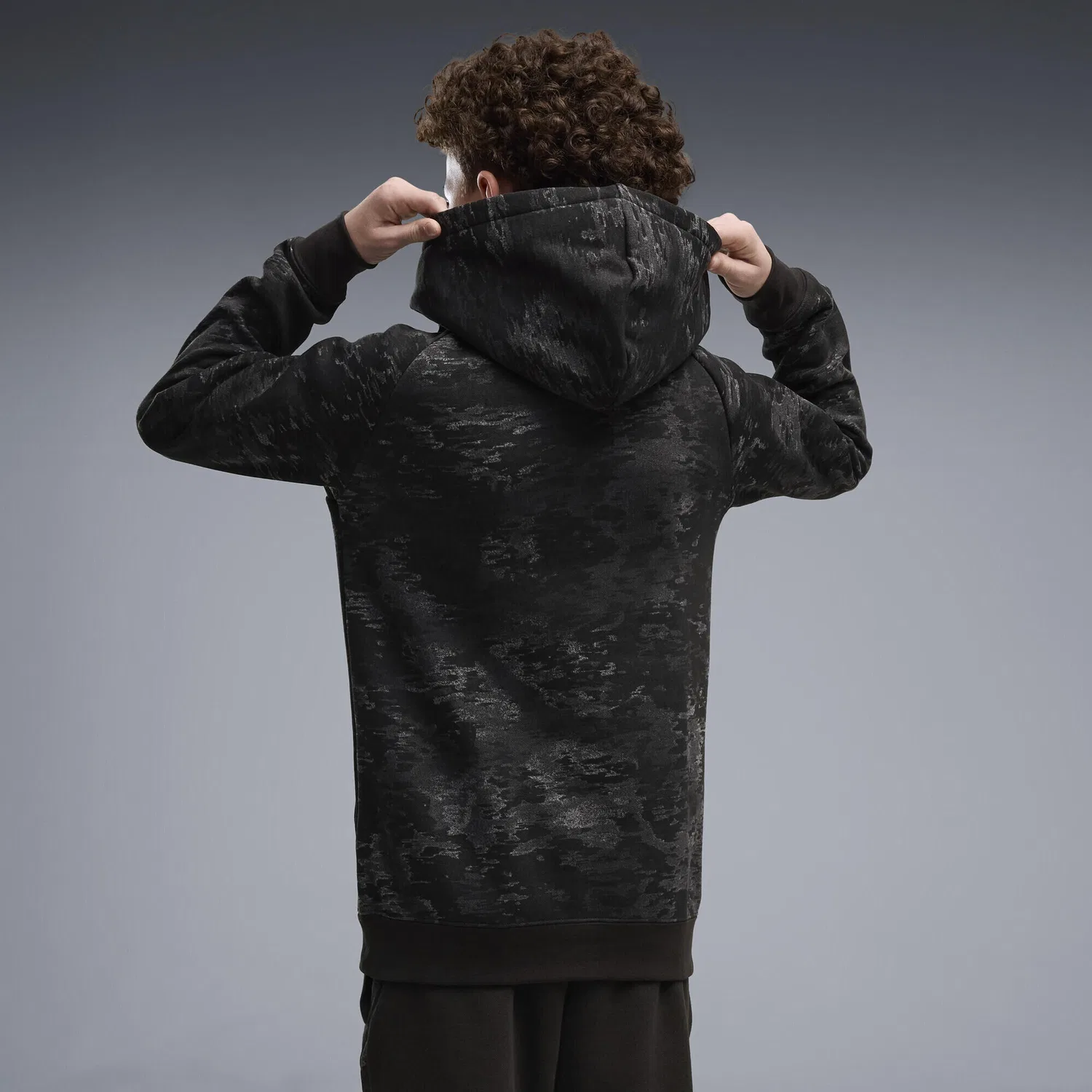 Детское худи с принтом Puma Sport Camo Fleece Hoodie, Puma, Цвет: Schwarz — фото 3