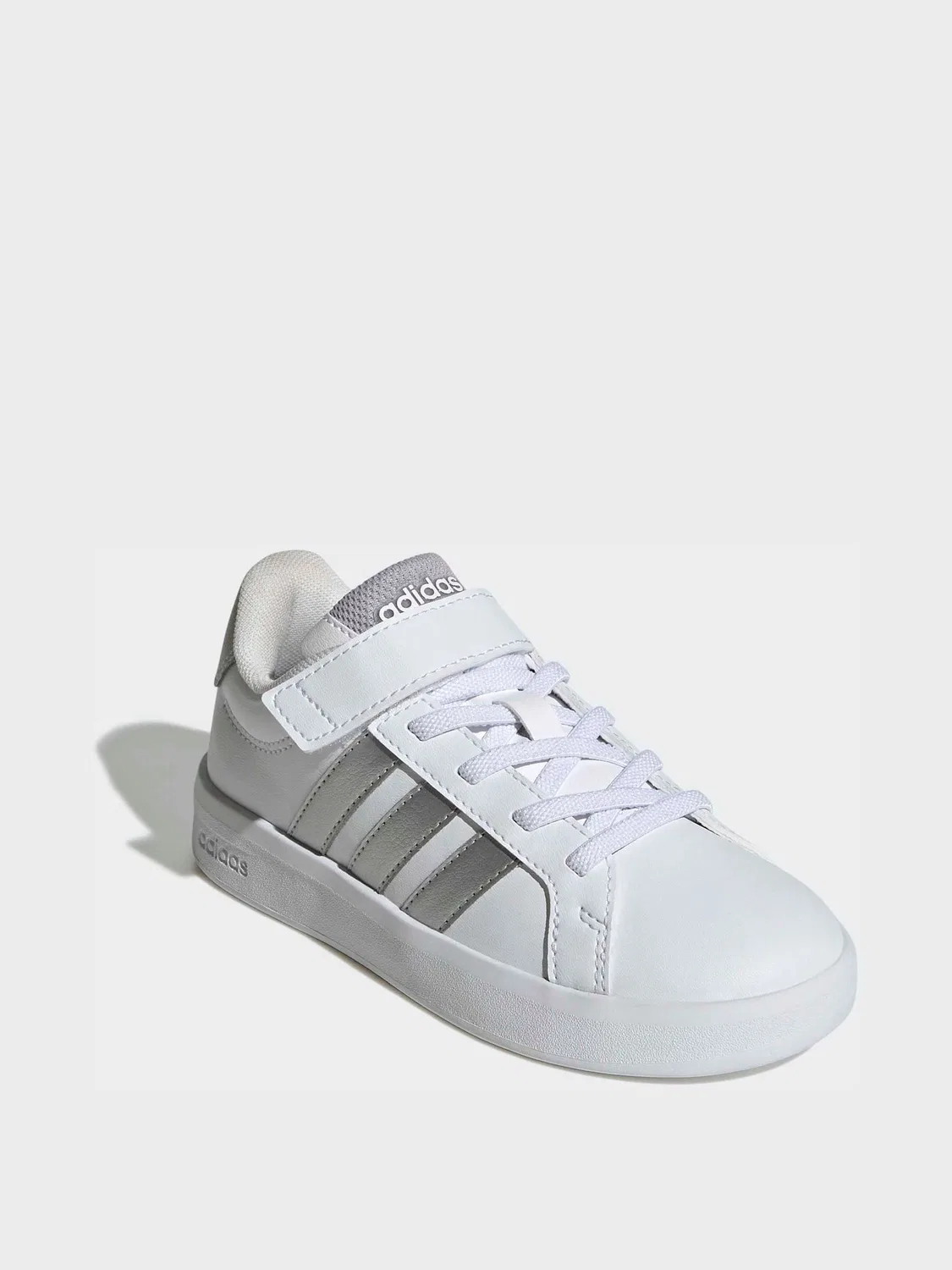 Кроссовки adidas Grand Court 3.0 Elastic Lace, белый/серебристый — фото 3