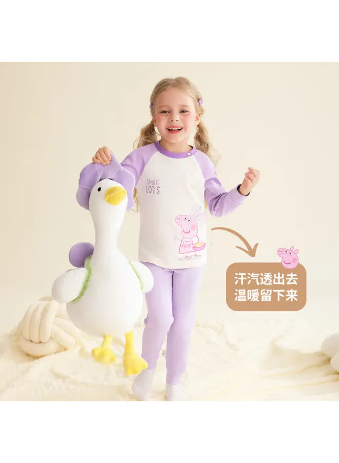 Комплект пижамы с принтом Peppa Pig, фиолетовый — фото 3