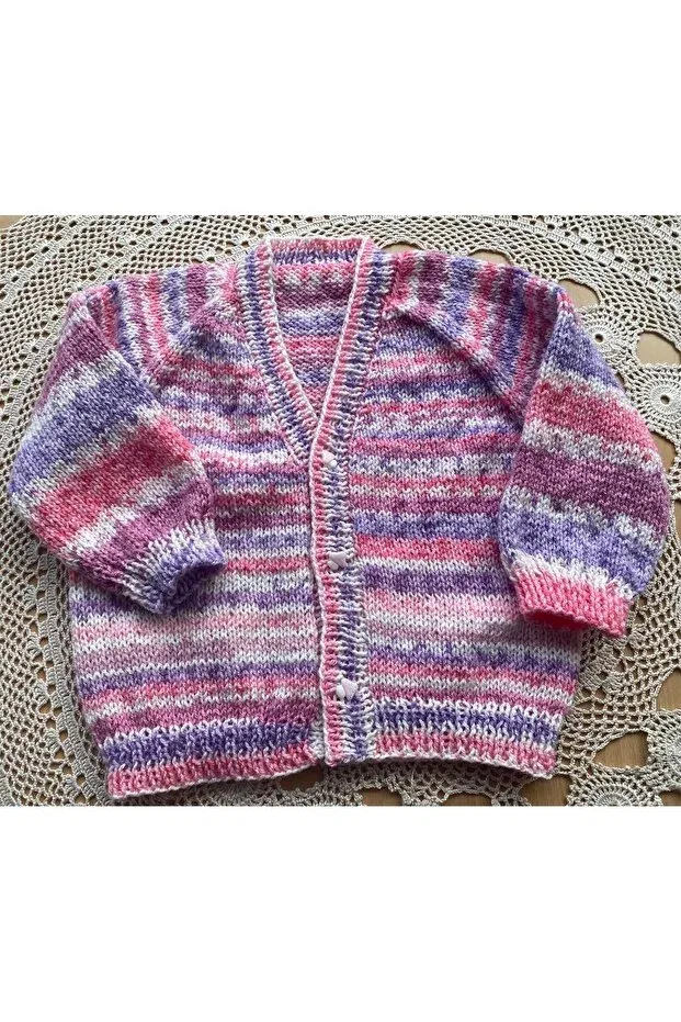 Детский кардиган для девочек с V-образным вырезом Handmade By Sevgi, Pink — фото 2
