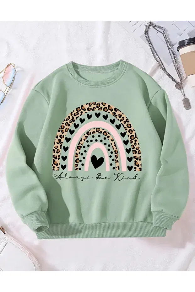 Детские свитшот для девочек с принтом Aemi, Turquoise