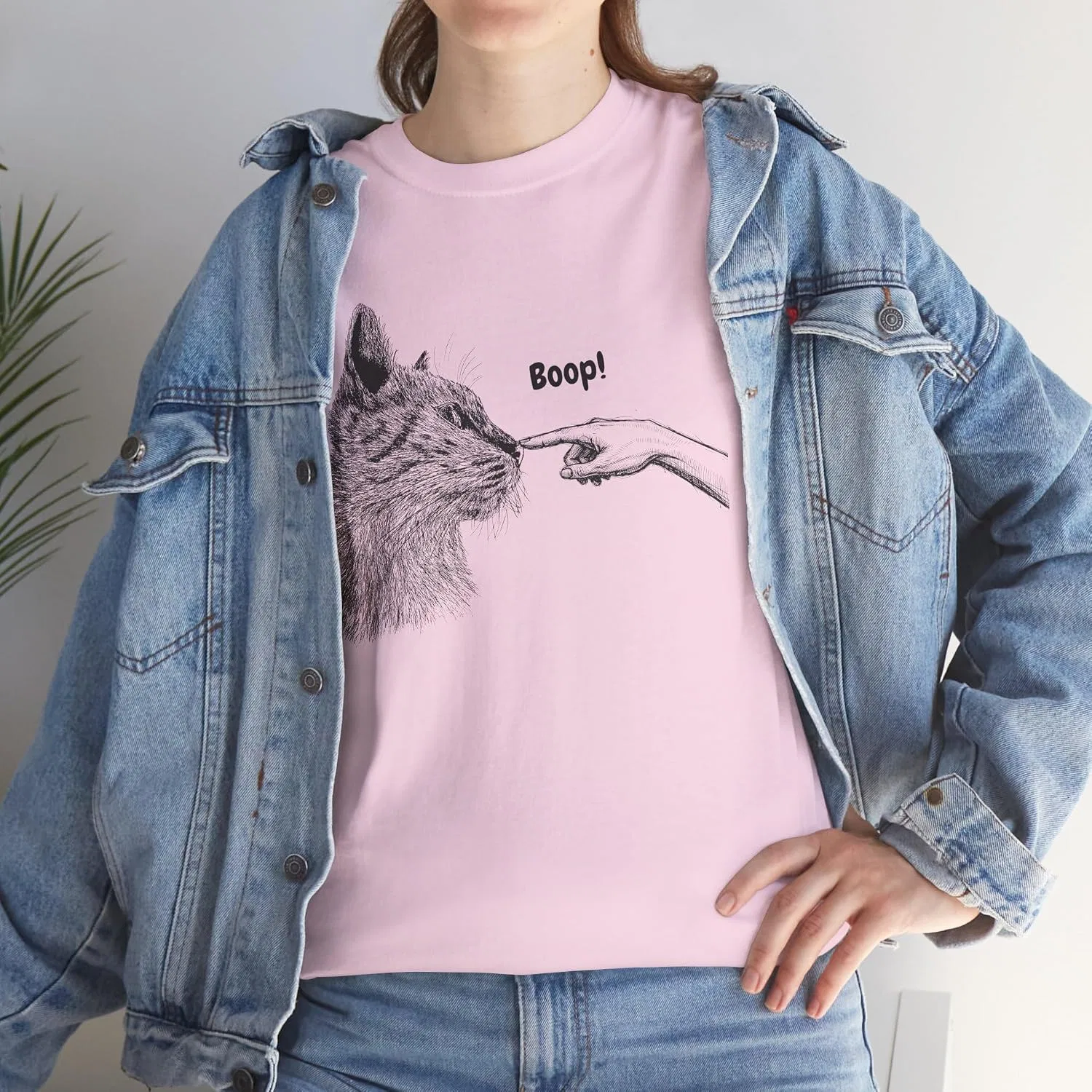 Футболка с котом Boop Gildan 5000, Light Pink — фото 2