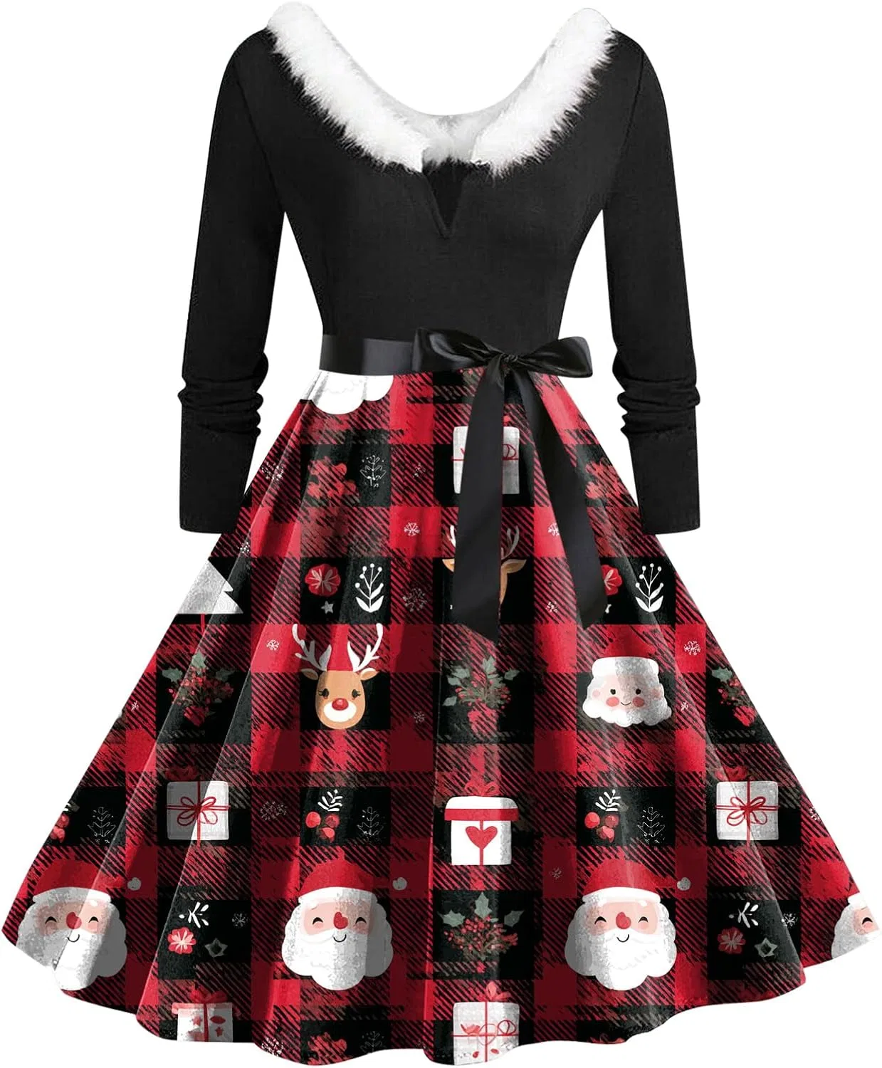 Женское платье-трапеция с принтом Christmas Dresses, ярко-розовый