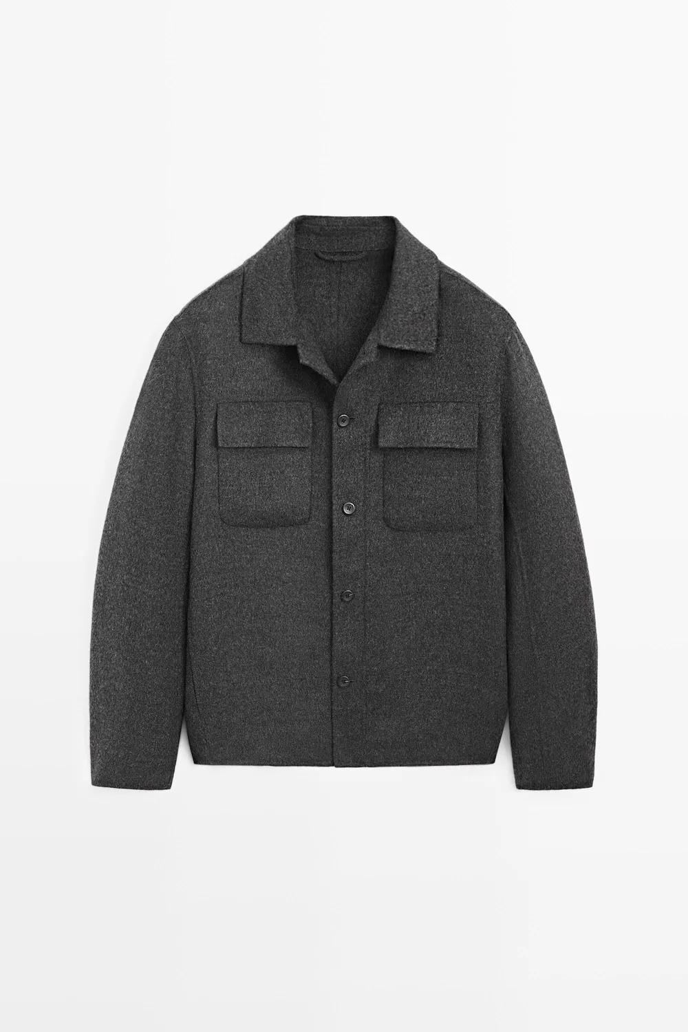 Рубашка-куртка Massimo Dutti Wool Blend With Pocket Detail, угольный — фото 2