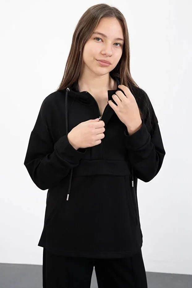 Детский комплект для девочек с капюшоном Cansın Mini, Black — фото 2