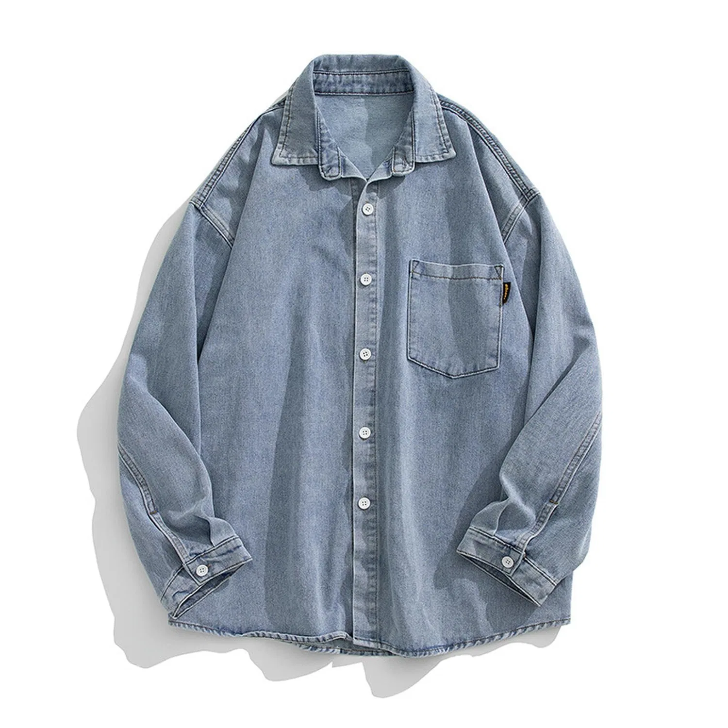Мужская джинсовая куртка с длинным рукавом, темно-синяя, Blu Navy — фото 4