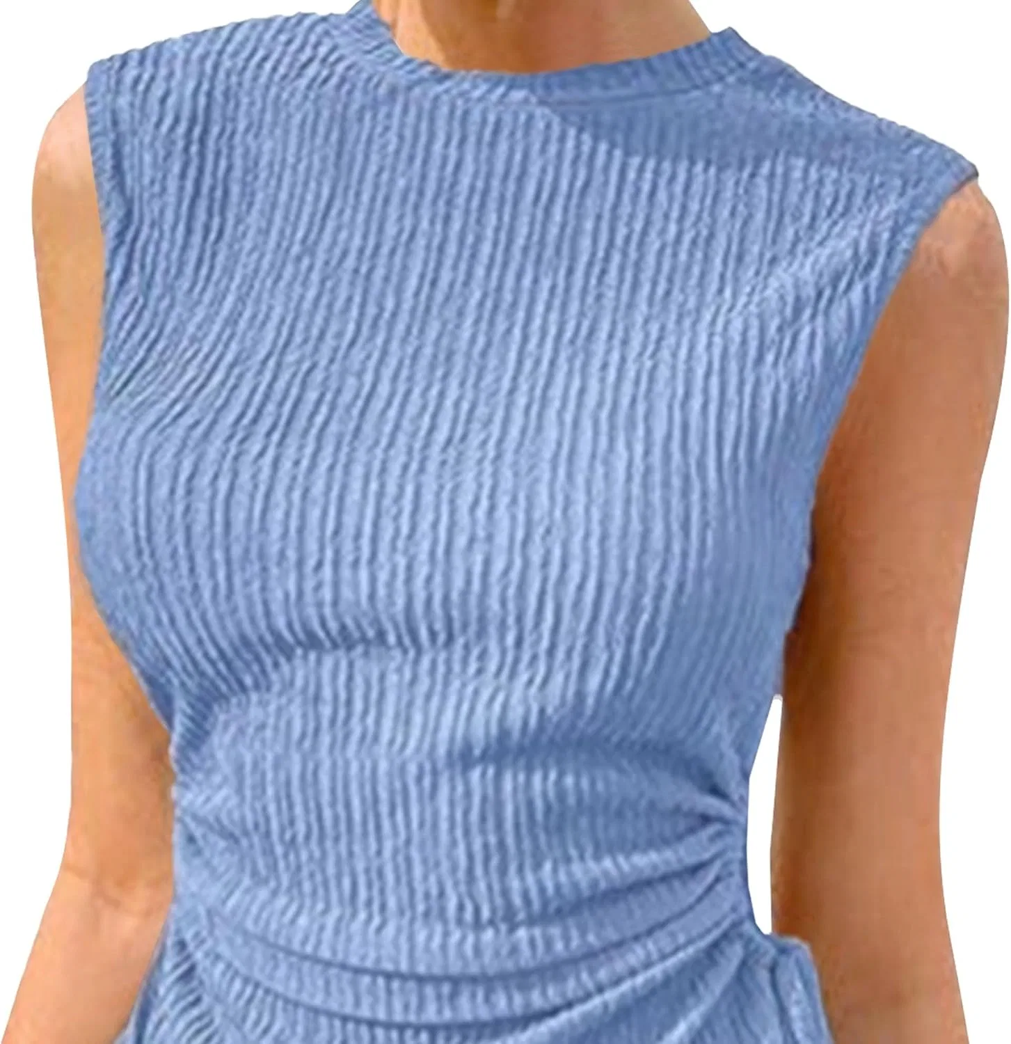 Женское облегающее мини-платье с вырезами, Ribbed Drawstring, Light Blue — фото 3