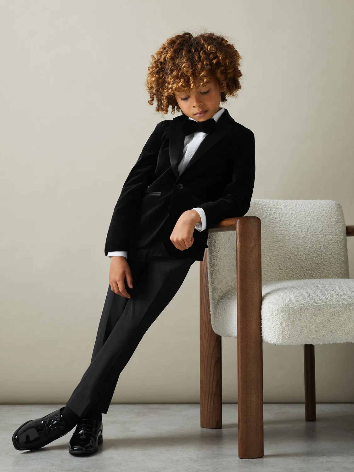 Блейзер однобортный из бархата Black Ace Reiss, черный