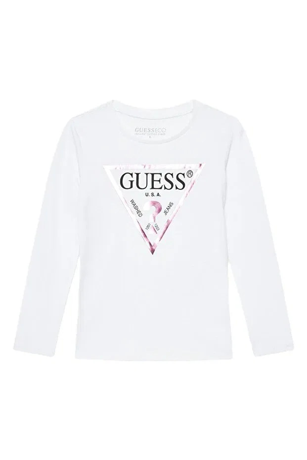 Детская толстовка для девочек с принтом Guess, White