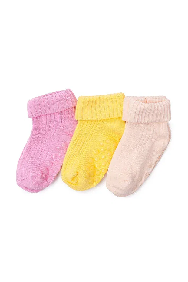 Детские носки для девочек 3-штучные набор Curly Socks Ebebek Hello Baby, Light Pink