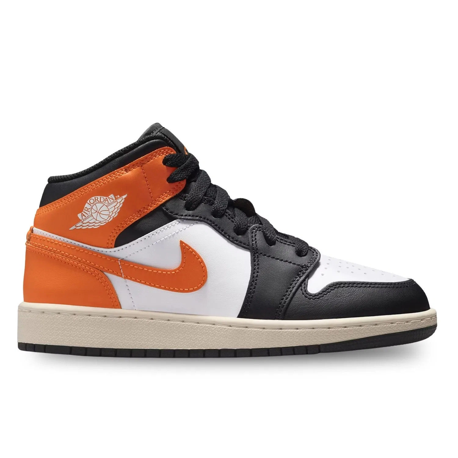 Детские кроссовки для мальчиков Air Jordan 1 Mid (Gs) NIKE, Orange White Black — фото 2