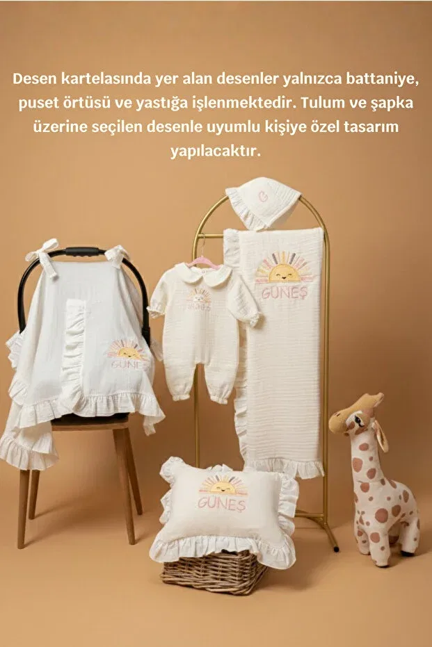 Детский комплект для выписки из роддома с вышивкой имени Peter Pan Collar Durucobaby, Ecru