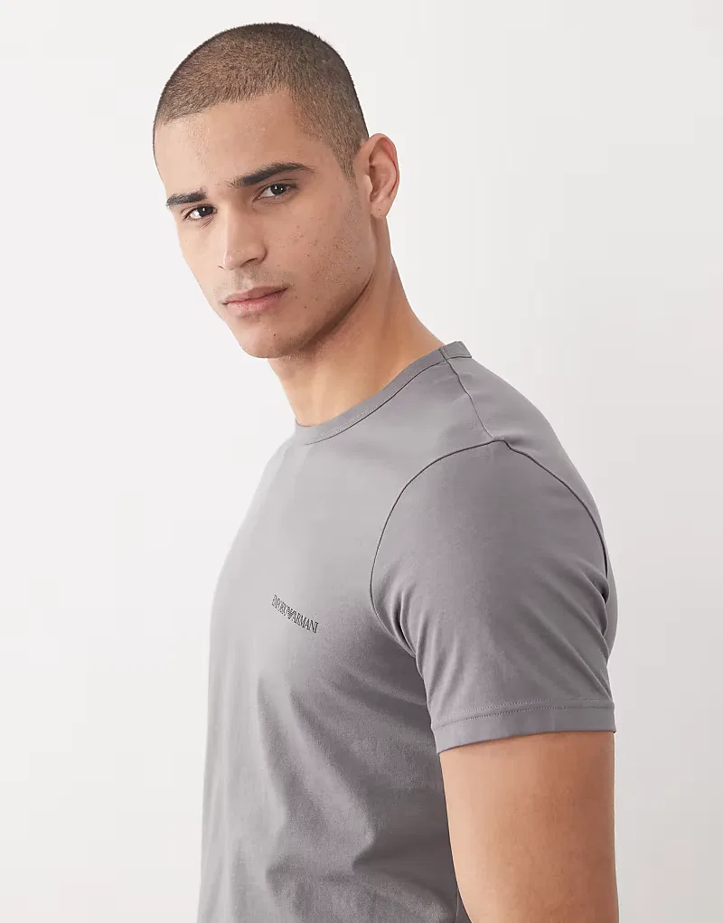 Футболки с логотипом Bodywear 2 пары Emporio Armani, черный/серый — фото 4