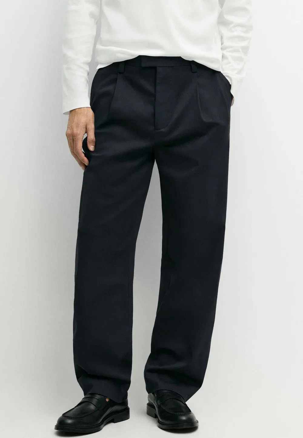 Брюки из смесовой хлопчатобумажной ткани Massimo Dutti, Mottled Dark Blue