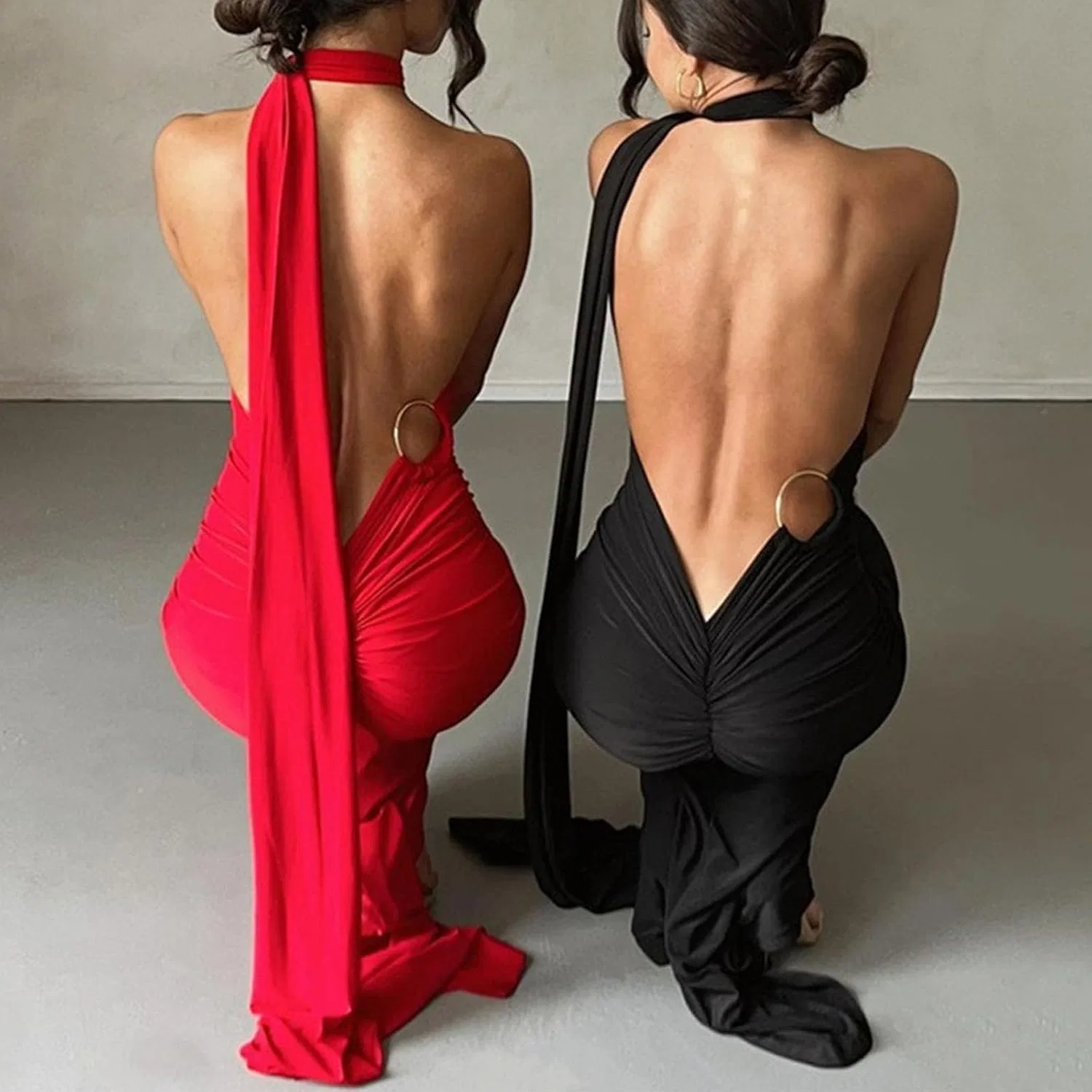 Женское облегающее макси-платье с корсетом Bodycon, Black — фото 3